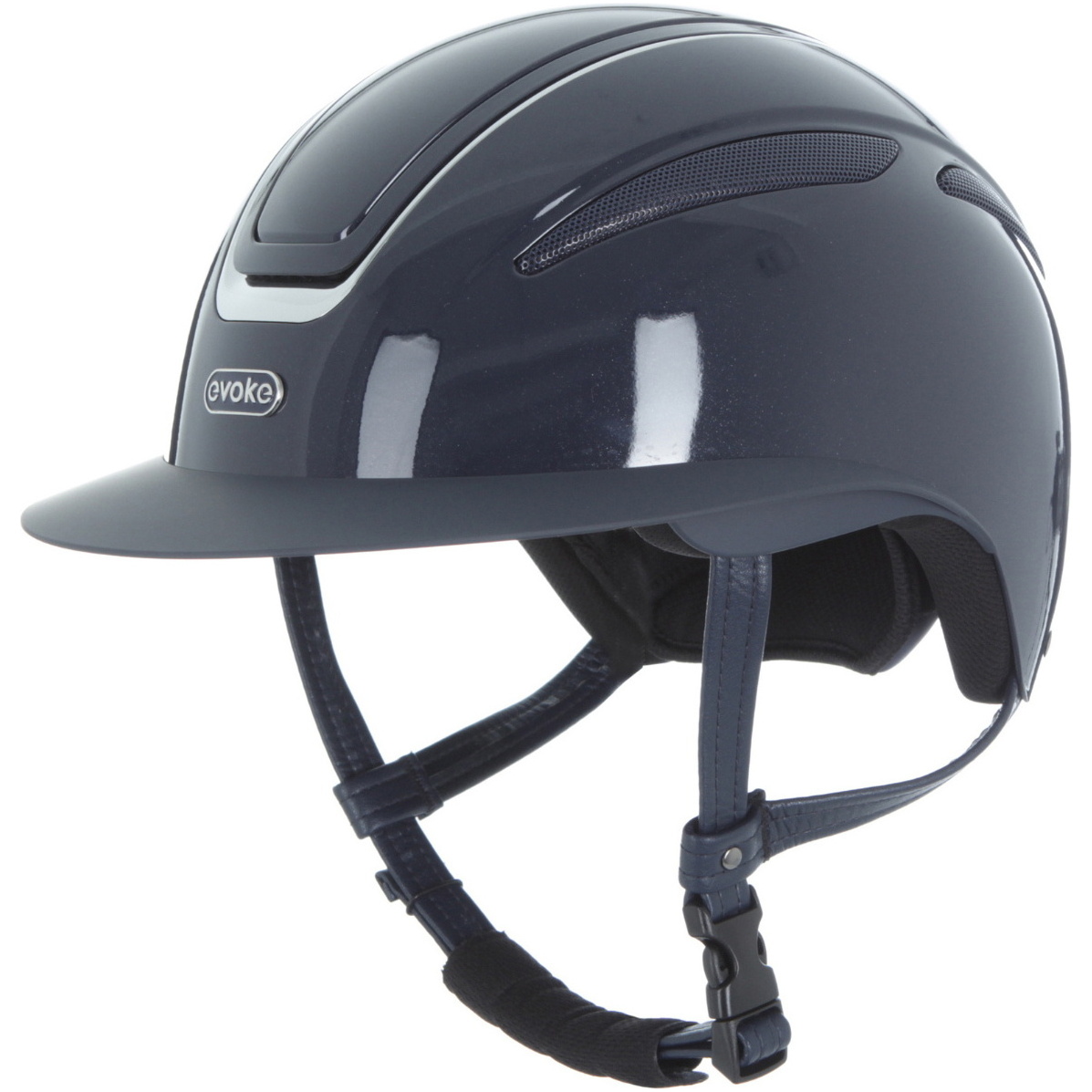 2026 Evoke Unisex Callisto Wide Peak Riding Hat & Liner 200362003 - Navy / Metallic / Chrome